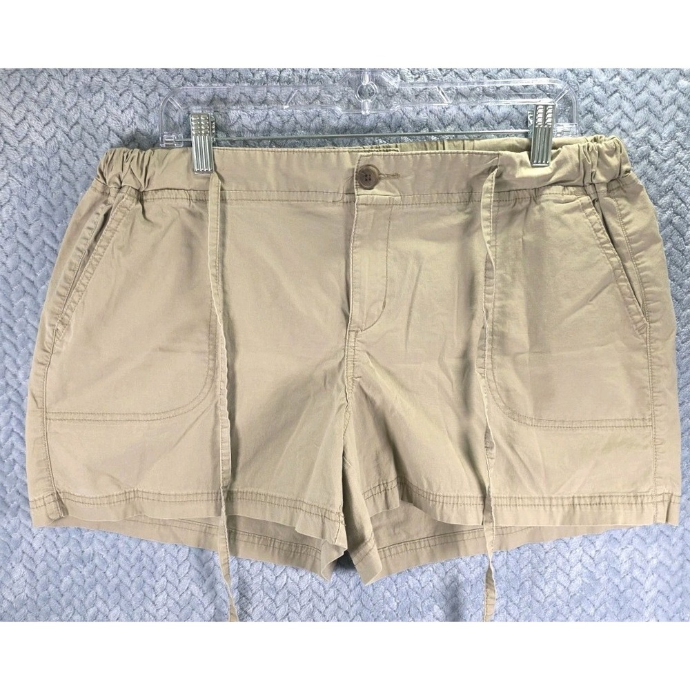 Merona Tan Beach Board Shorts Cotton/Spandex Women's Size Large Drawstring